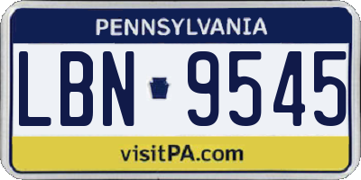 PA license plate LBN9545