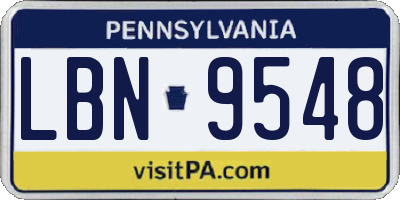 PA license plate LBN9548