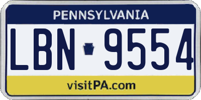 PA license plate LBN9554