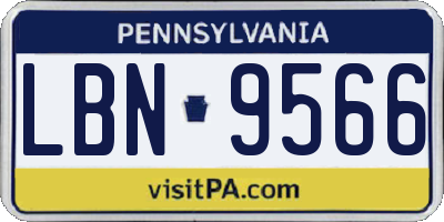 PA license plate LBN9566
