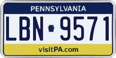 PA license plate LBN9571