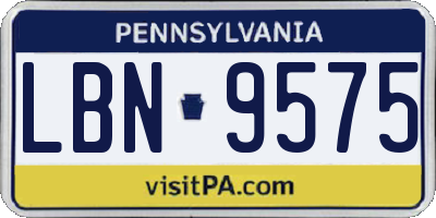 PA license plate LBN9575