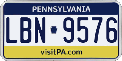 PA license plate LBN9576
