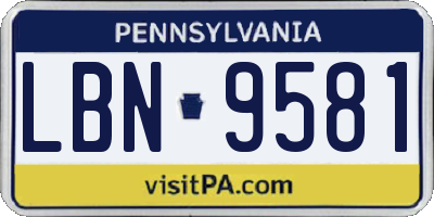 PA license plate LBN9581