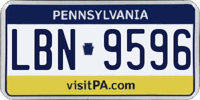 PA license plate LBN9596
