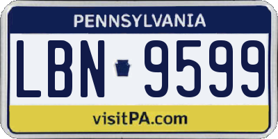 PA license plate LBN9599