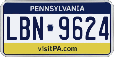 PA license plate LBN9624