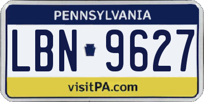 PA license plate LBN9627