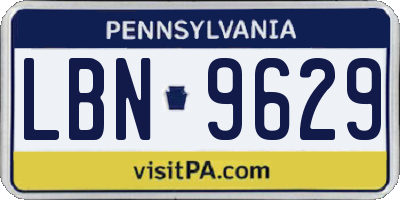 PA license plate LBN9629
