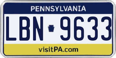 PA license plate LBN9633