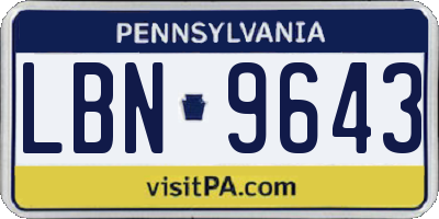 PA license plate LBN9643