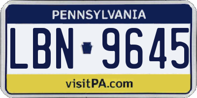 PA license plate LBN9645