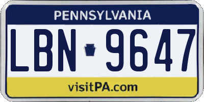 PA license plate LBN9647