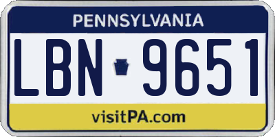 PA license plate LBN9651