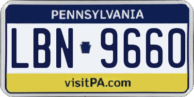 PA license plate LBN9660