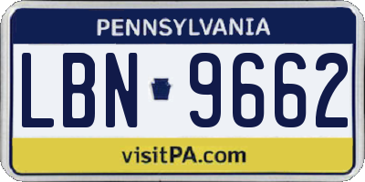 PA license plate LBN9662