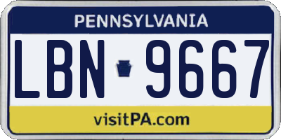 PA license plate LBN9667