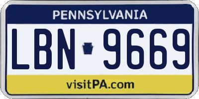 PA license plate LBN9669