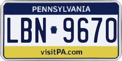 PA license plate LBN9670