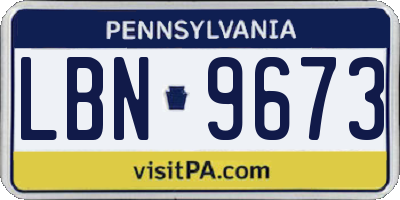 PA license plate LBN9673