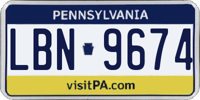 PA license plate LBN9674