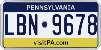 PA license plate LBN9678