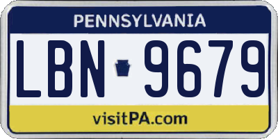 PA license plate LBN9679