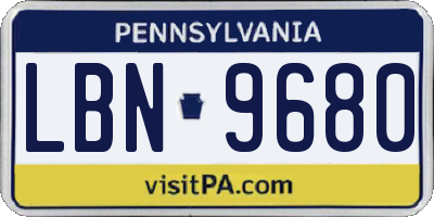 PA license plate LBN9680