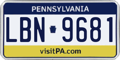 PA license plate LBN9681