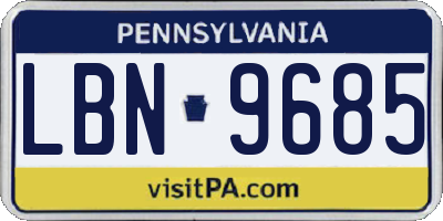 PA license plate LBN9685