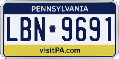 PA license plate LBN9691