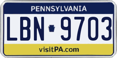 PA license plate LBN9703