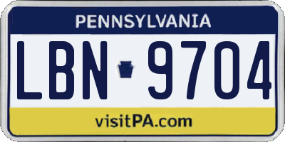 PA license plate LBN9704