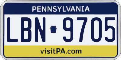 PA license plate LBN9705