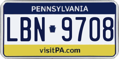 PA license plate LBN9708