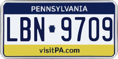 PA license plate LBN9709