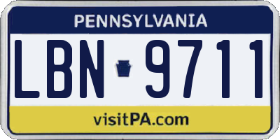 PA license plate LBN9711