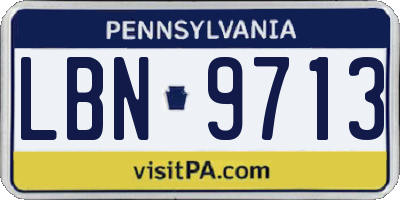 PA license plate LBN9713