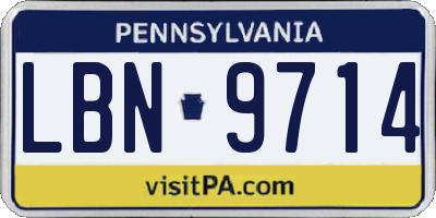 PA license plate LBN9714