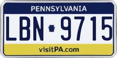 PA license plate LBN9715