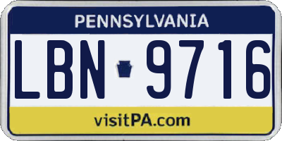 PA license plate LBN9716