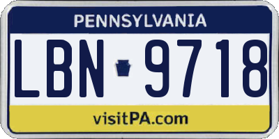 PA license plate LBN9718