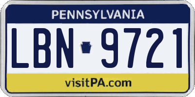 PA license plate LBN9721