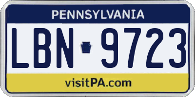 PA license plate LBN9723