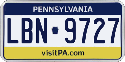 PA license plate LBN9727