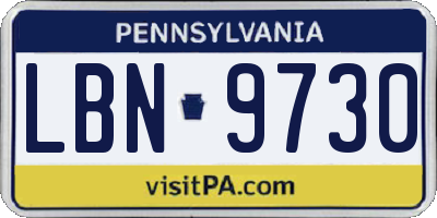 PA license plate LBN9730