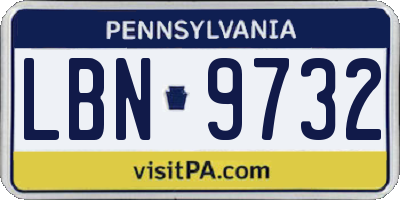 PA license plate LBN9732