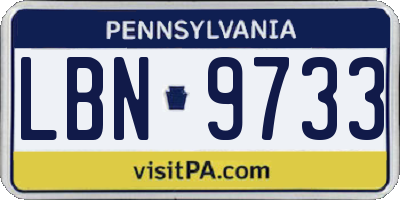 PA license plate LBN9733