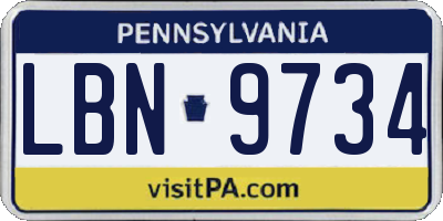 PA license plate LBN9734