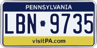 PA license plate LBN9735